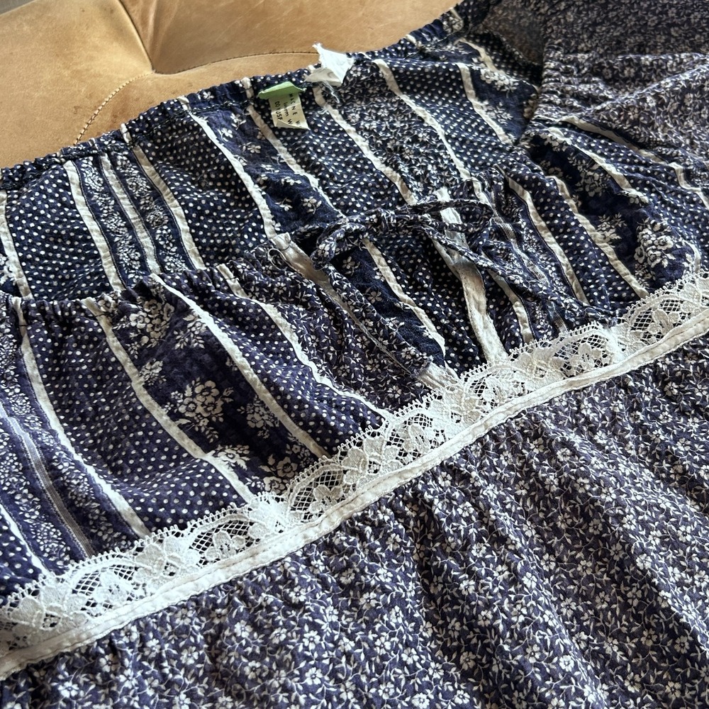 Vintage 70s 80s Prairie Peasant Blouse Romantic Floral Lace Cottagecore Boho S M - Picture 9 of 10
